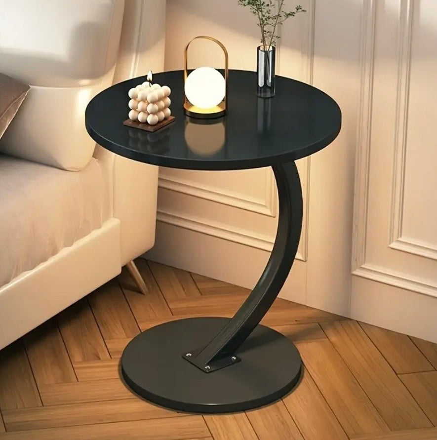 Modern Minimalist Wood Side Table with Marble Top