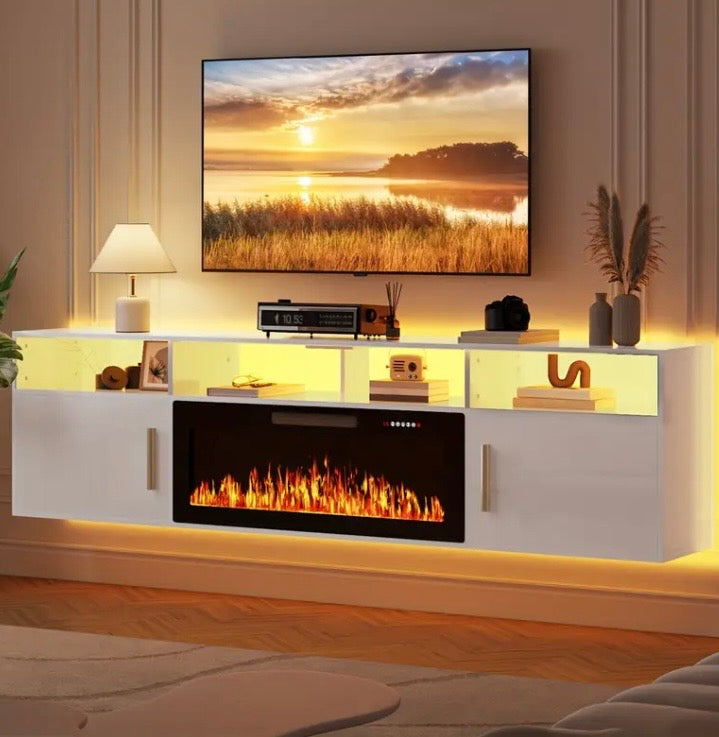 80’’ Floating Fireplace TV Stand