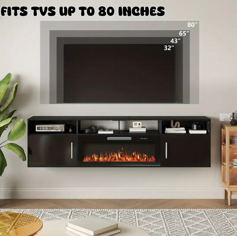 80’’ Floating Fireplace TV Stand