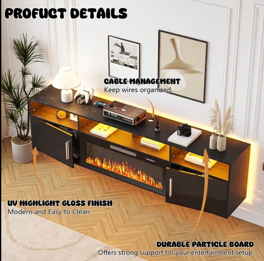 80’’ Floating Fireplace TV Stand