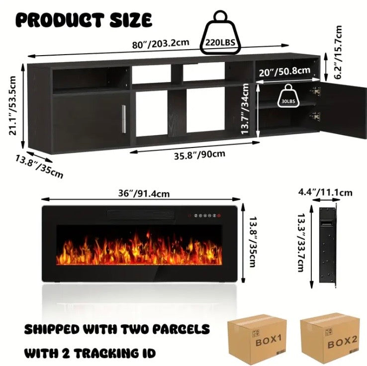 80’’ Floating Fireplace TV Stand