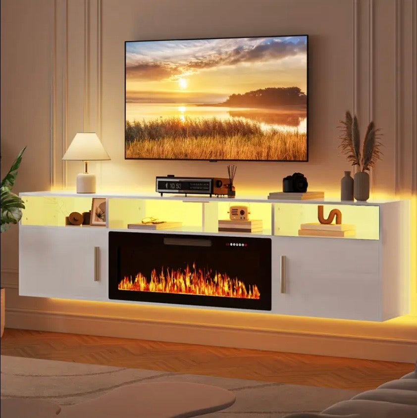 80’’ Floating Fireplace TV Stand