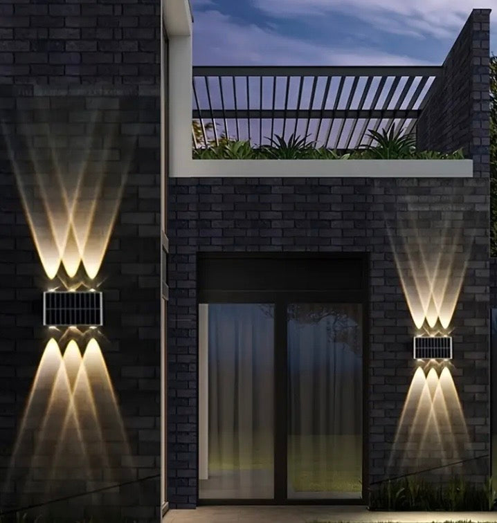Solar Fence Lights Outdoor 6-Pack - Waterproof LED Deck & Wall Lights with Adjustable Brightness