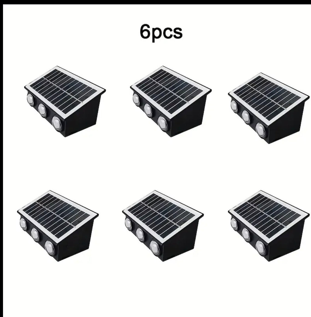 Solar Fence Lights Outdoor 6-Pack - Waterproof LED Deck & Wall Lights with Adjustable Brightness