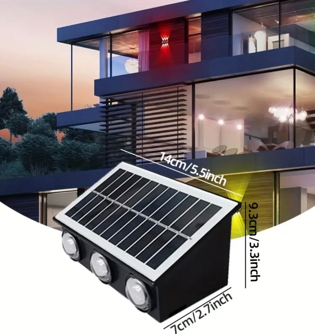 Solar Fence Lights Outdoor 6-Pack - Waterproof LED Deck & Wall Lights with Adjustable Brightness