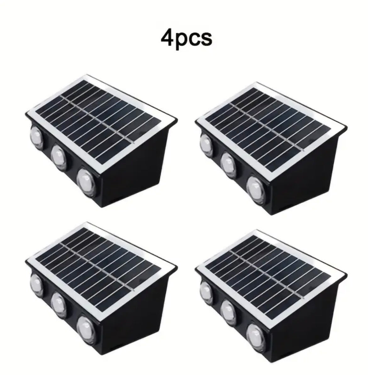 Solar Fence Lights Outdoor 6-Pack - Waterproof LED Deck & Wall Lights with Adjustable Brightness