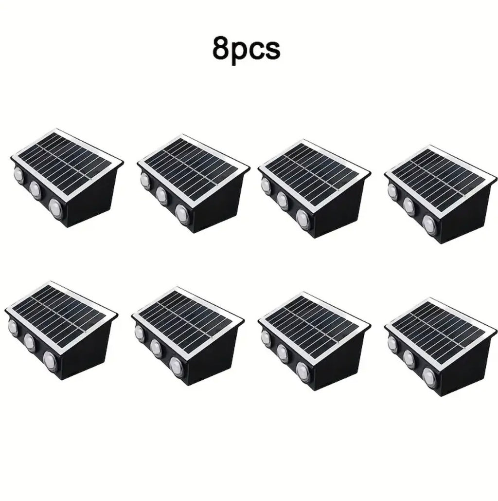 Solar Fence Lights Outdoor 6-Pack - Waterproof LED Deck & Wall Lights with Adjustable Brightness