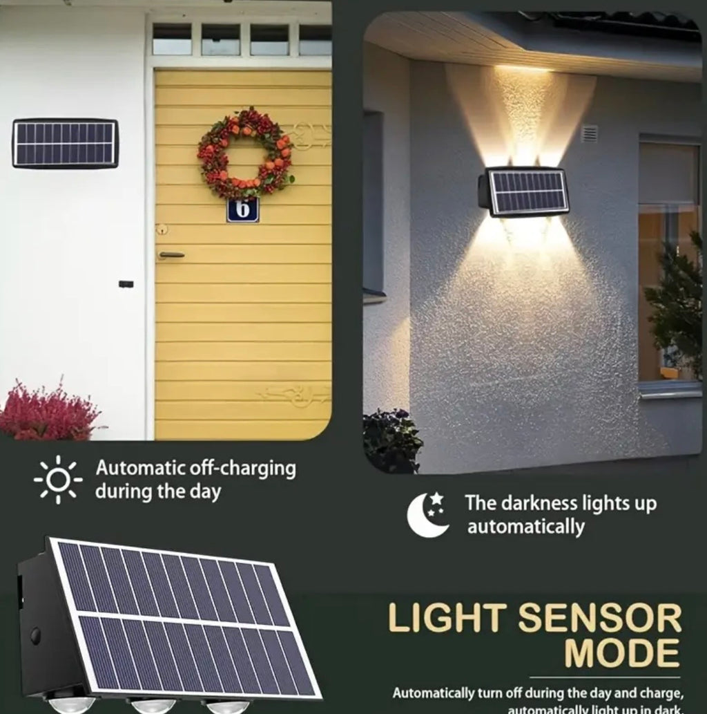 Solar Fence Lights Outdoor 6-Pack - Waterproof LED Deck & Wall Lights with Adjustable Brightness