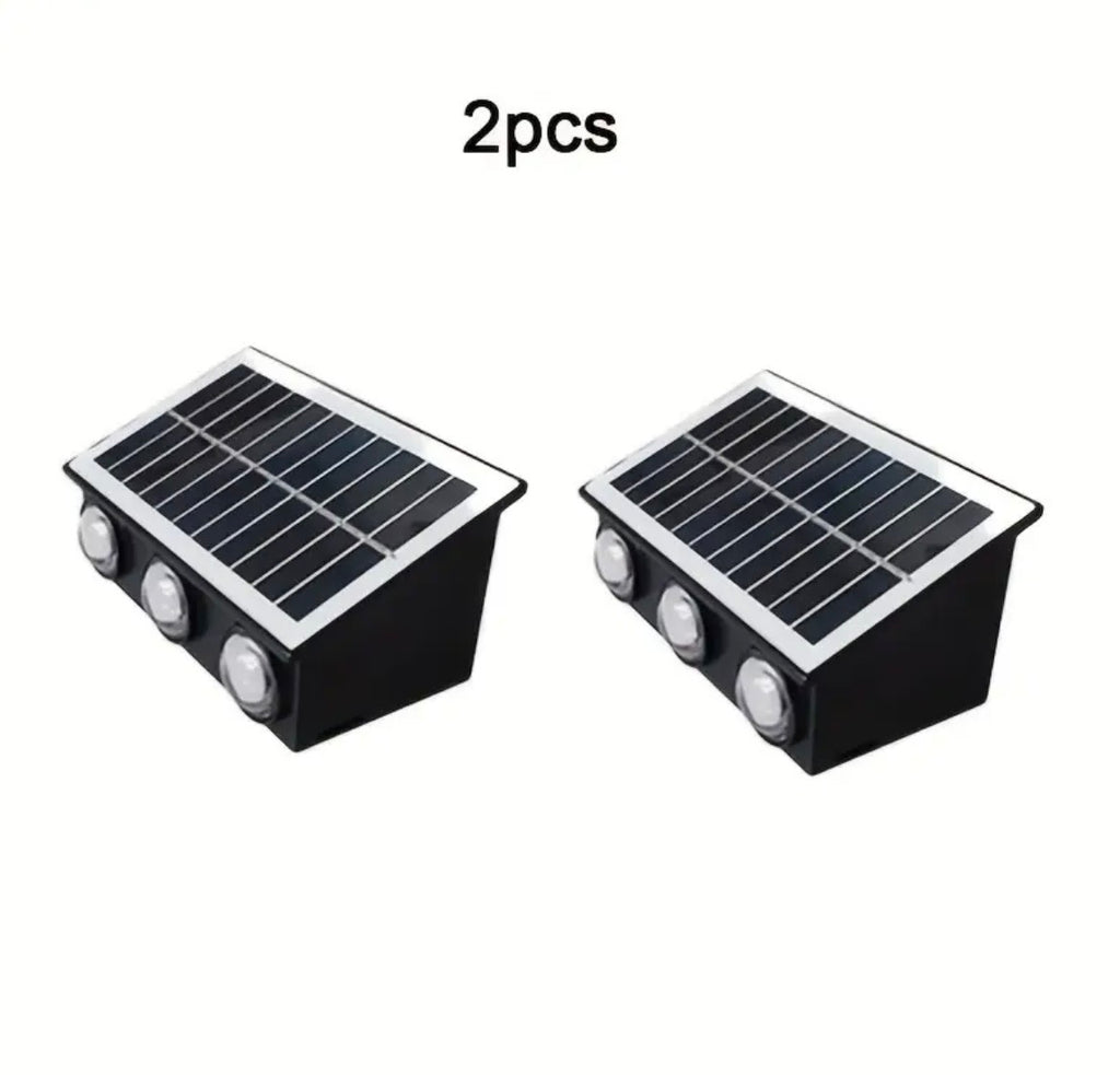 Solar Fence Lights Outdoor 6-Pack - Waterproof LED Deck & Wall Lights with Adjustable Brightness