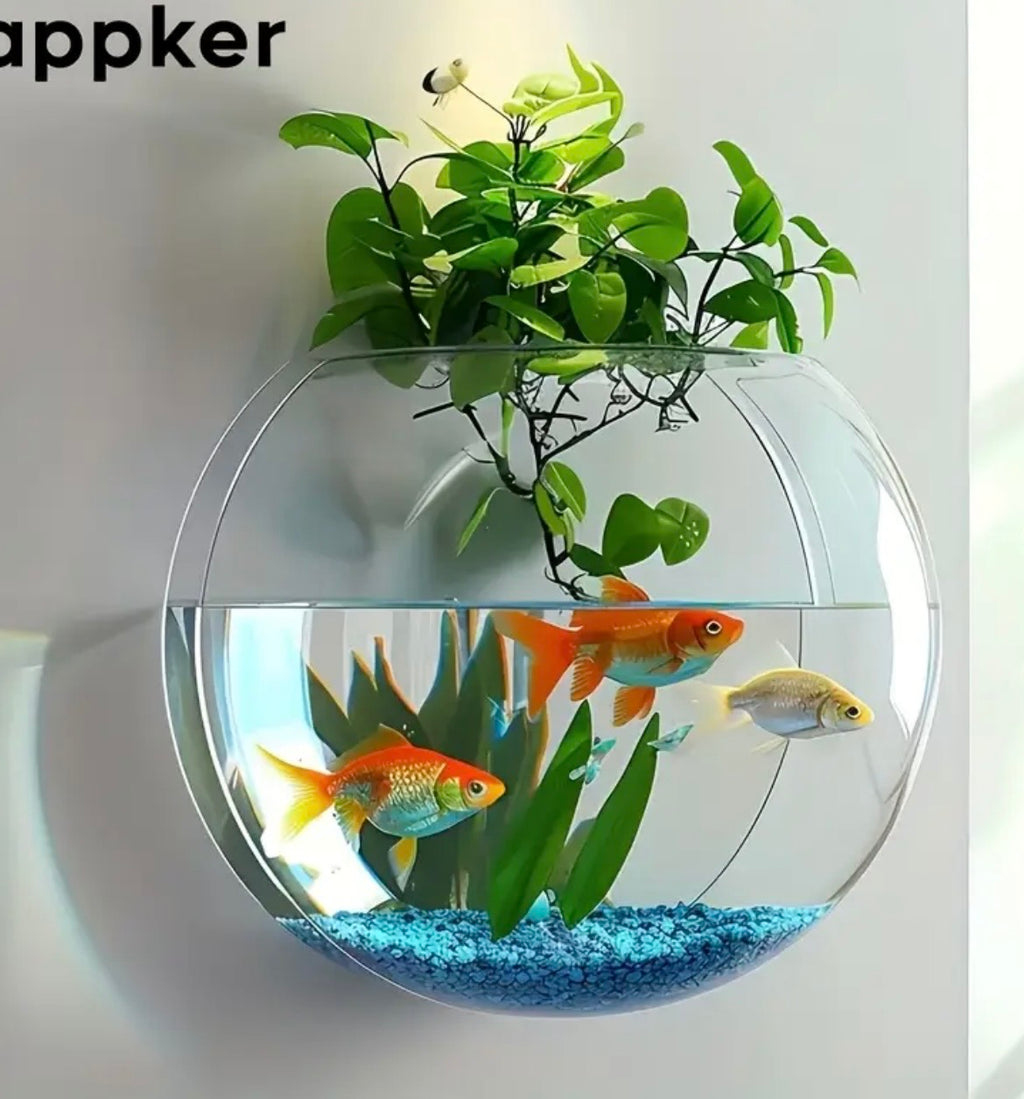 Wall Mounted Hydroponic Planter - Dual-Purpose Fish Tank & Flower Pot for Home & Office