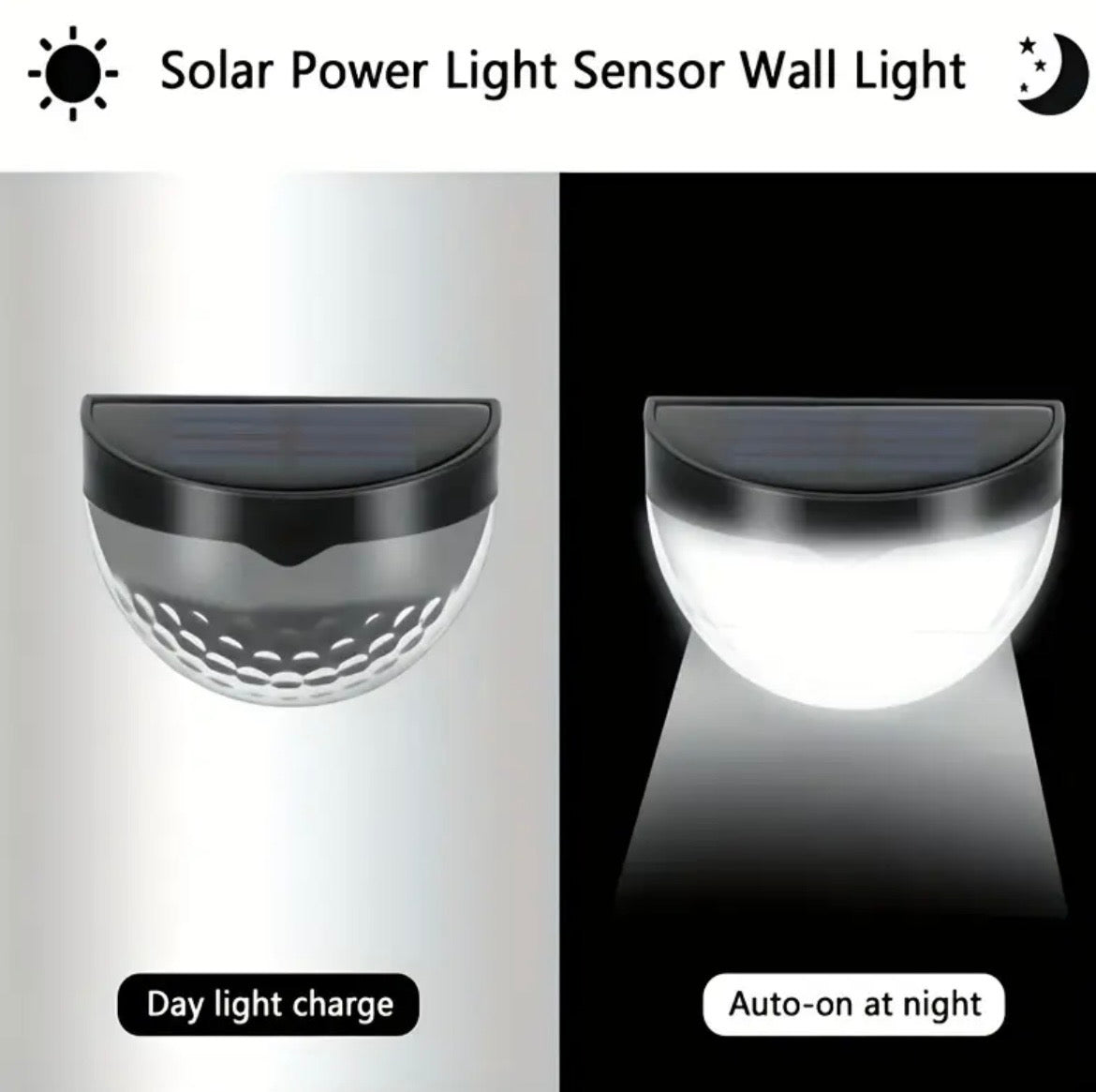 Solar Fence Lights 6-Pack - IPX4 Waterproof LED Deck & Wall Lights for Outdoor Security