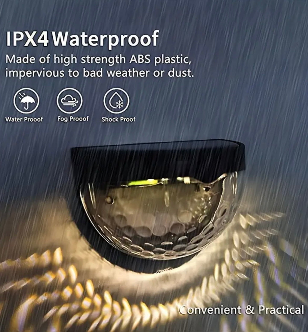 Solar Fence Lights 6-Pack - IPX4 Waterproof LED Deck & Wall Lights for Outdoor Security