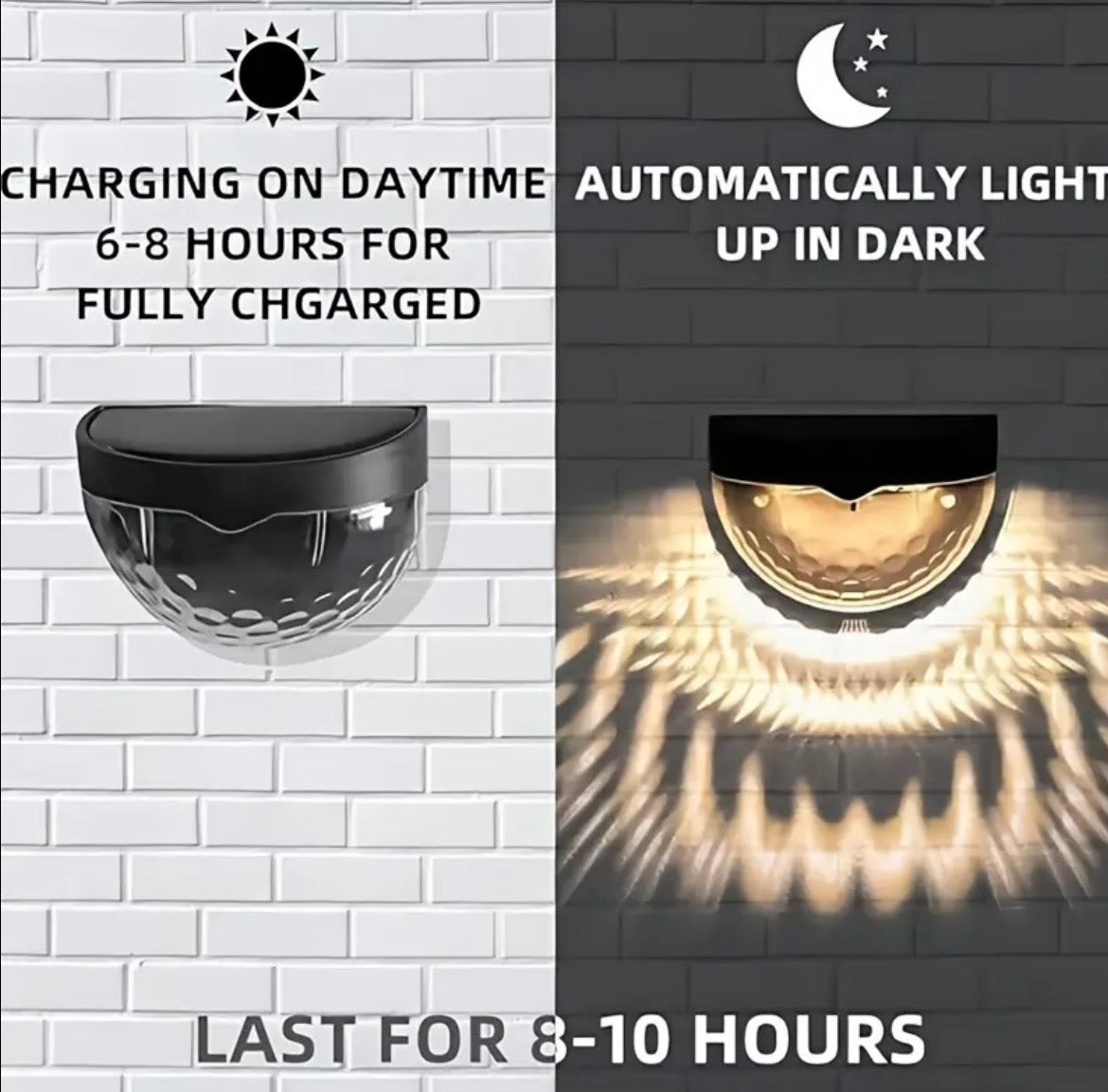 Solar Fence Lights 6-Pack - IPX4 Waterproof LED Deck & Wall Lights for Outdoor Security