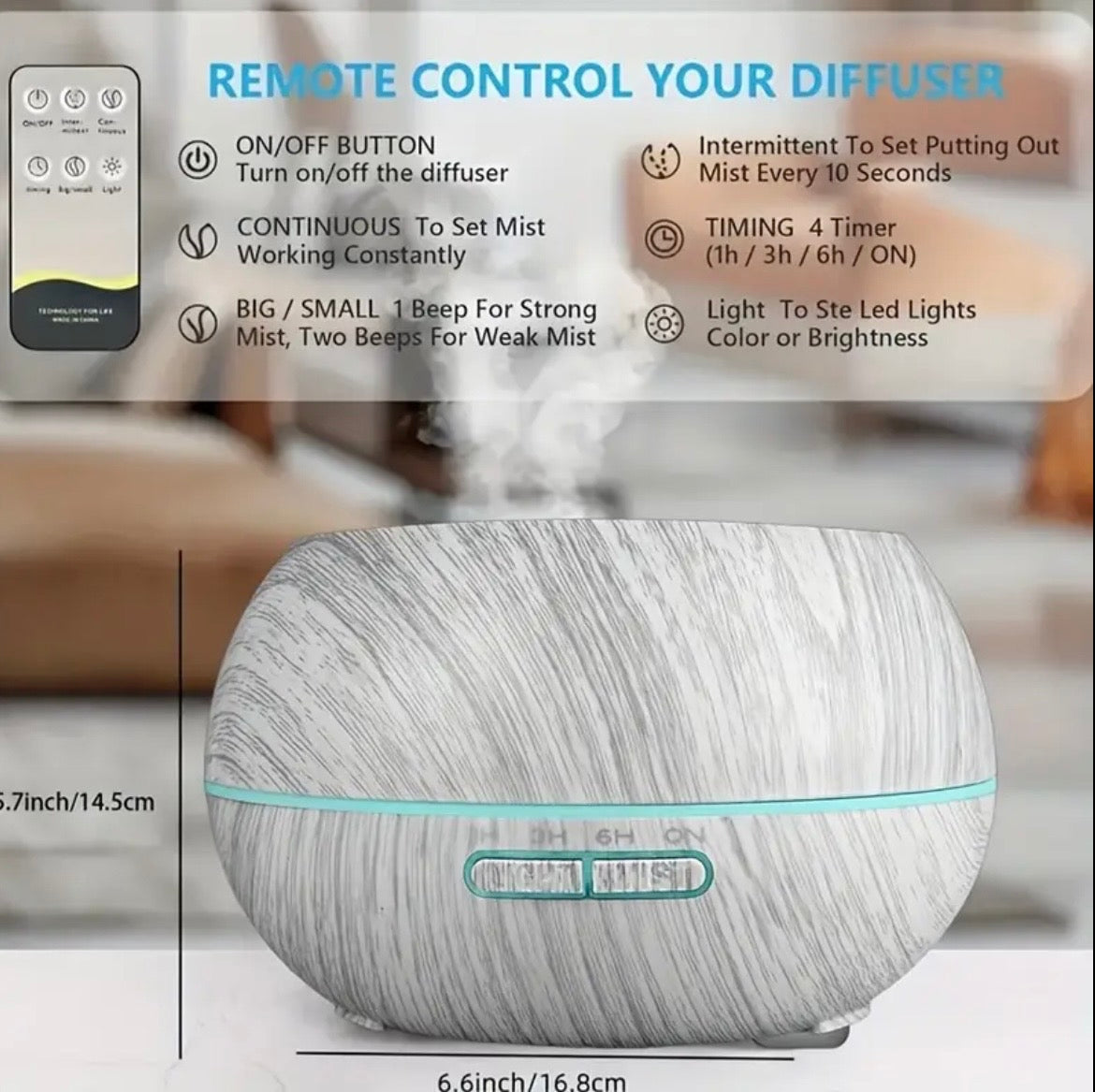 SoundWave Humidifier & Diffuser - 18.6oz with Auto Shut-Off & 6 Essential Oils Included