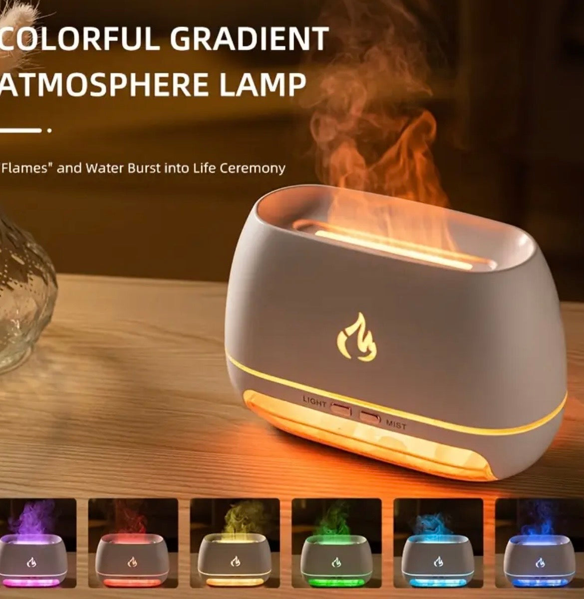Flame Humidifier & Essential Oil Diffuser - Simulated Flame Effect with Ultrasonic Mist