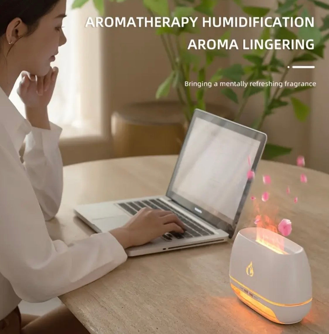 Flame Humidifier & Essential Oil Diffuser - Simulated Flame Effect with Ultrasonic Mist