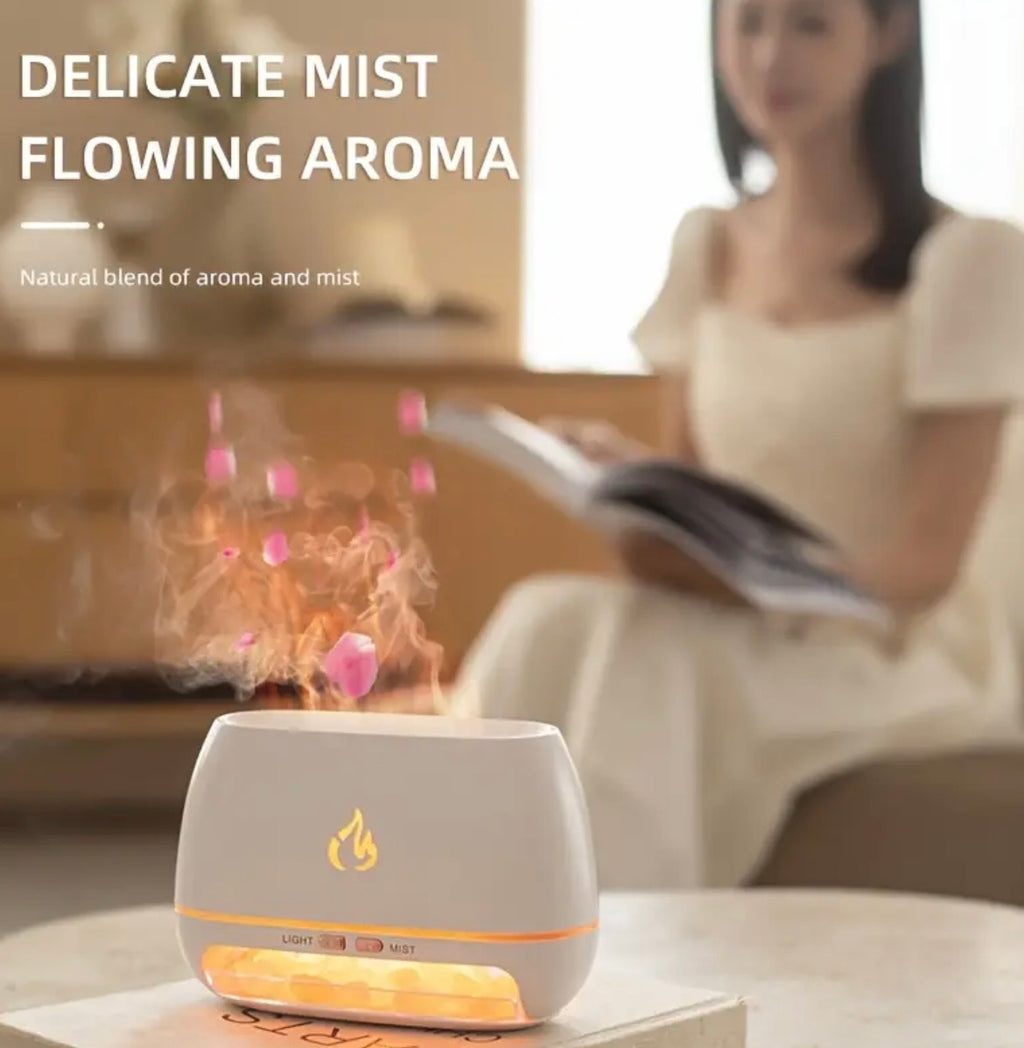Flame Humidifier & Essential Oil Diffuser - Simulated Flame Effect with Ultrasonic Mist