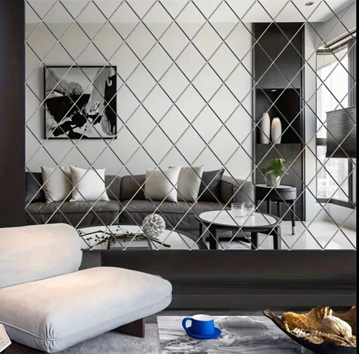 3D Diamond Acrylic Mirror Wall Decals - 17/32/58 Piece Sets for Bedroom & Living Room