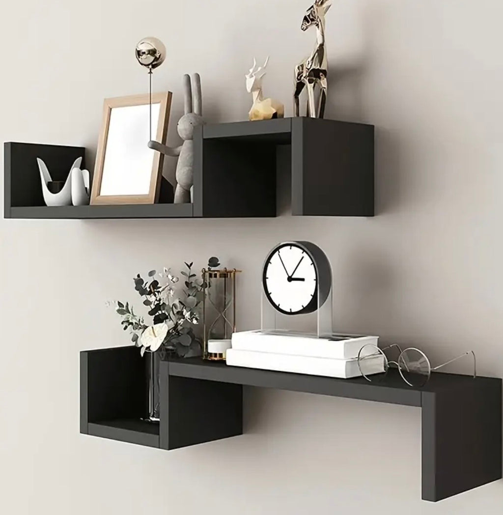 2-Piece Floating Wall Shelves Set - 22.8" Decorative Suspension Shelves for Living Room & Bedroom