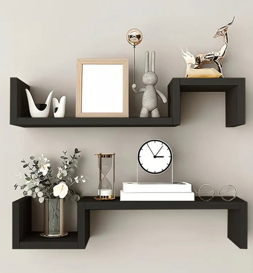 2-Piece Floating Wall Shelves Set - 22.8" Decorative Suspension Shelves for Living Room & Bedroom