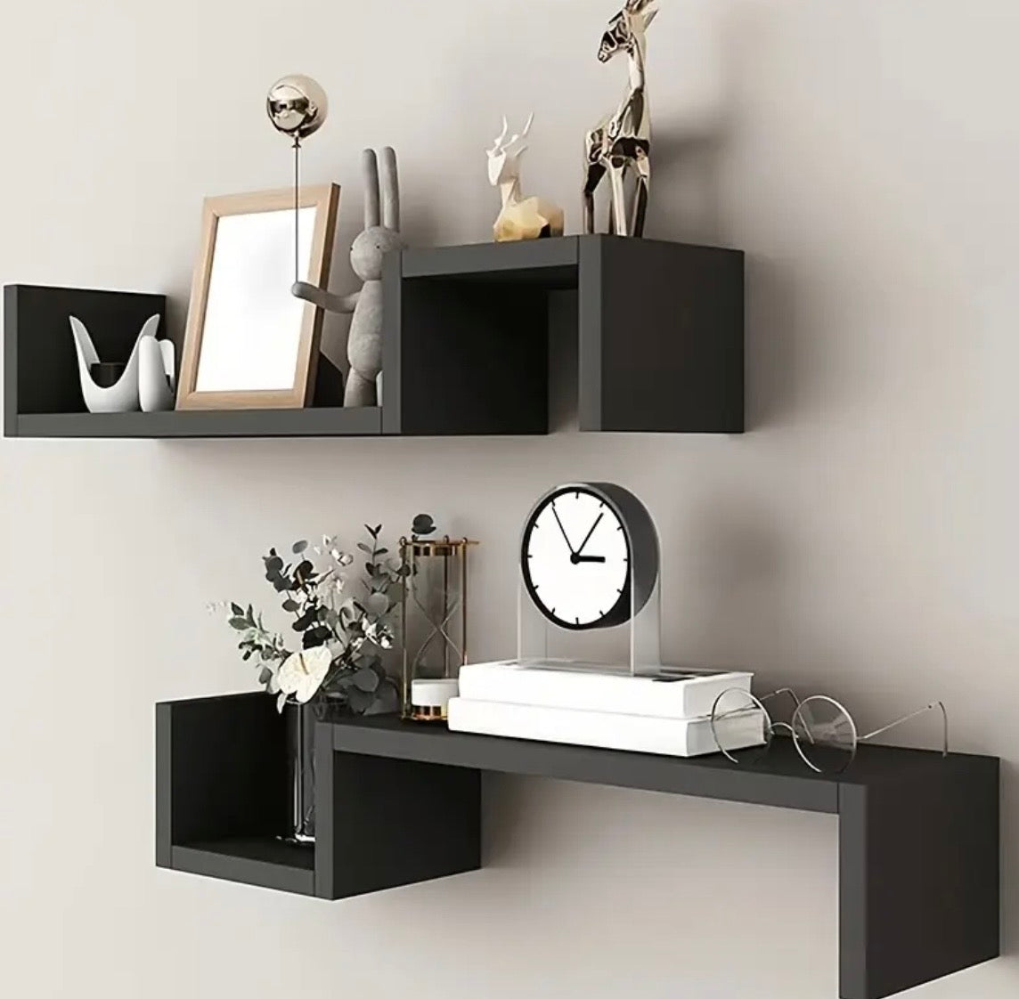 2-Piece Floating Wall Shelves Set - 22.8" Decorative Suspension Shelves for Living Room & Bedroom