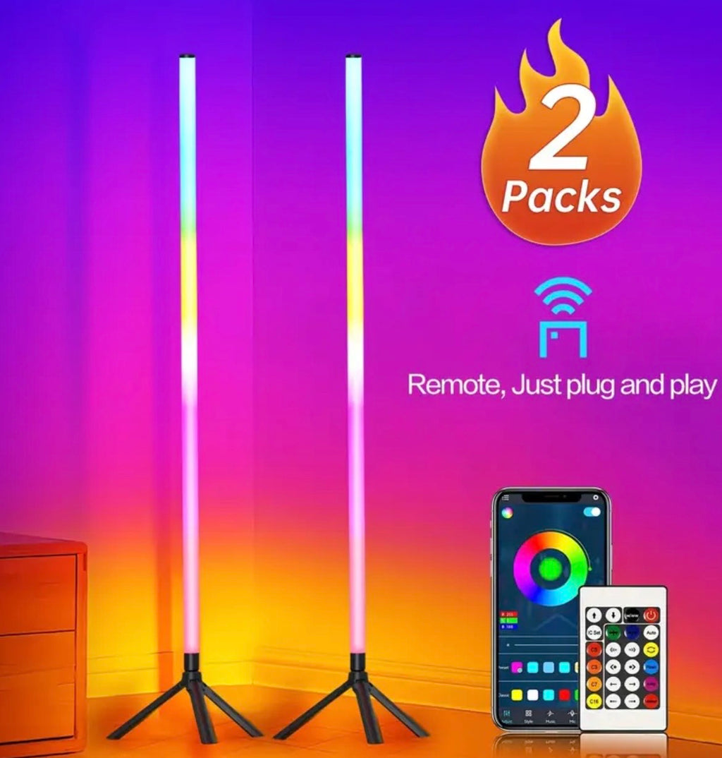 RGB Color Changing Corner Floor Lamp - Smart LED with App Control, Music Sync & 16M Colors