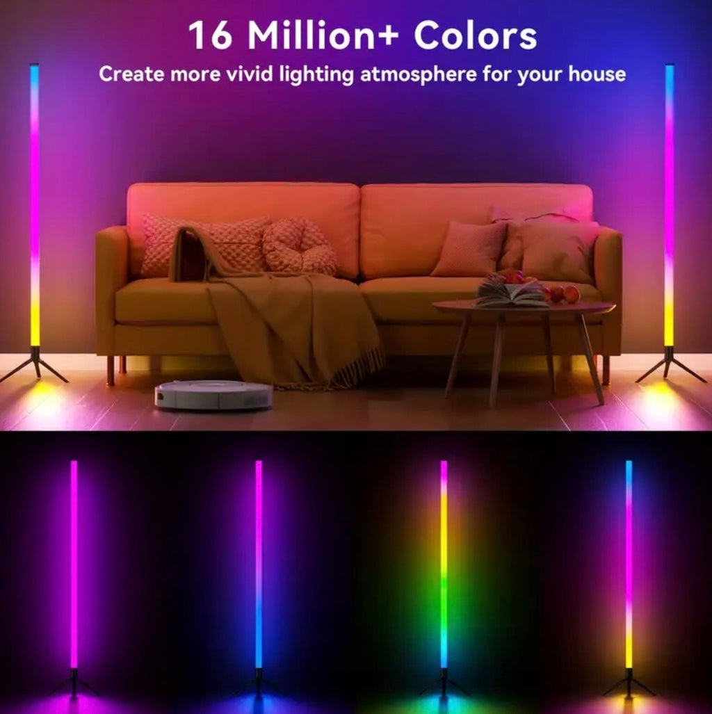 RGB Color Changing Corner Floor Lamp - Smart LED with App Control, Music Sync & 16M Colors