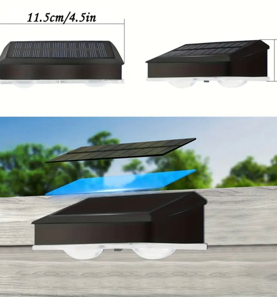 Solar Fence Lights Outdoor 4-Pack - Colorful LED Deck & Patio Lights with 9 Color Modes