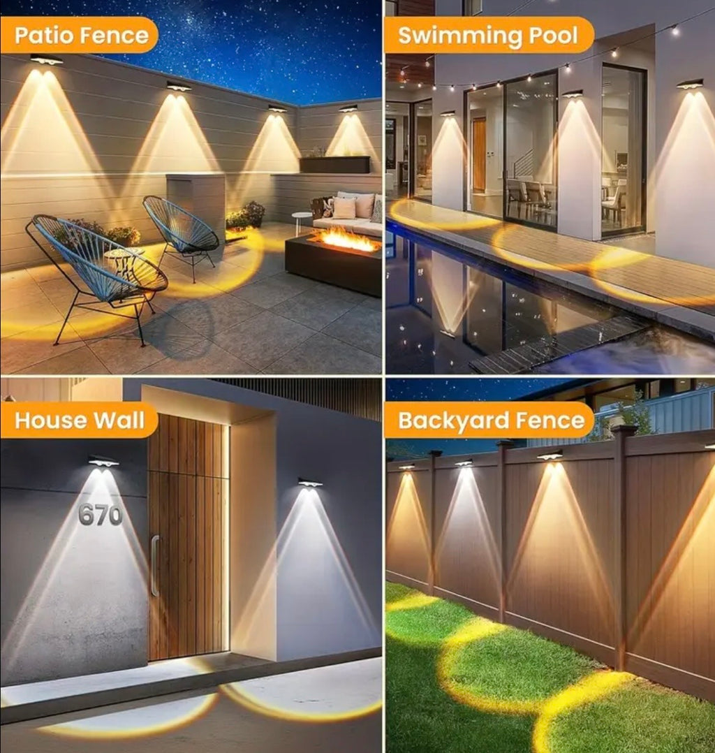 Solar Fence Lights Outdoor 4-Pack - Colorful LED Deck & Patio Lights with 9 Color Modes