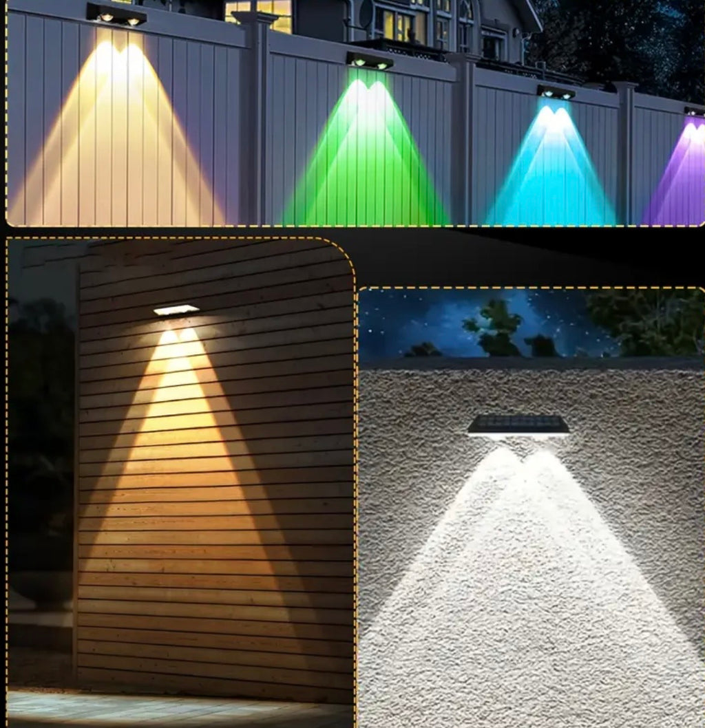 Solar Fence Lights Outdoor 4-Pack - Colorful LED Deck & Patio Lights with 9 Color Modes