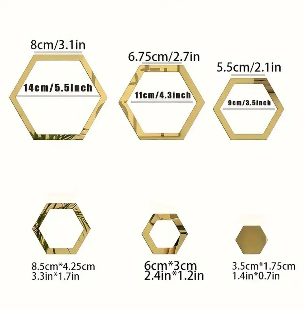 Hexagon Mirror Wall Decals - 24-Piece 3D Acrylic Self-Adhesive Stickers for Bedroom, Living Room & Home Decor
