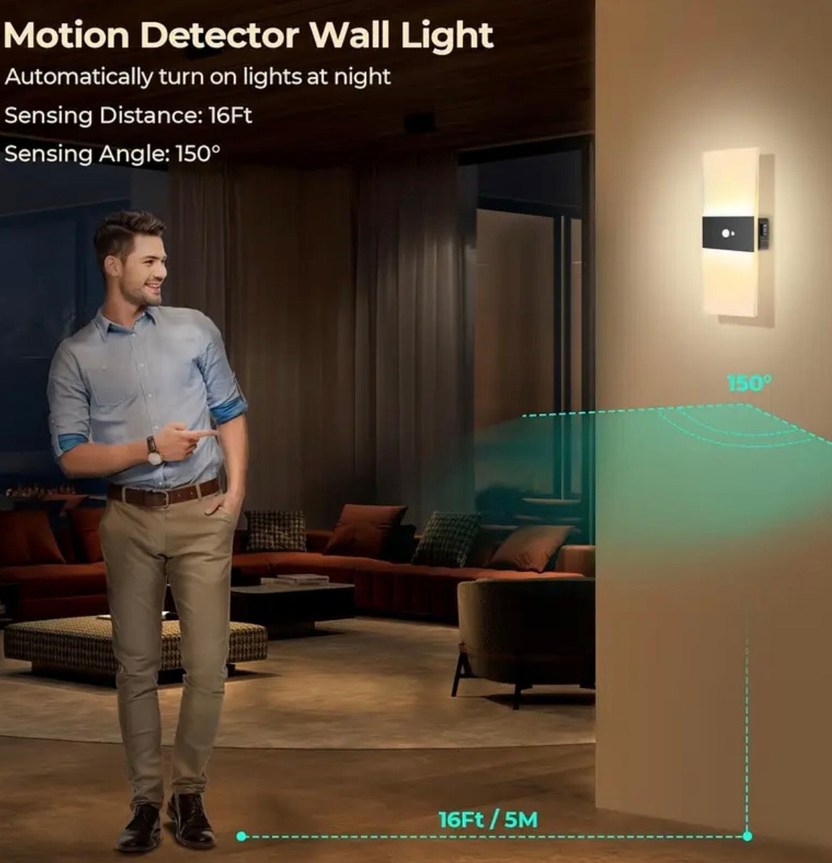 Rechargeable Motion Sensor Wall Light - Magnetic LED Night Light for Bedroom, Closet, Hallway & Stairs | Wireless & Portable