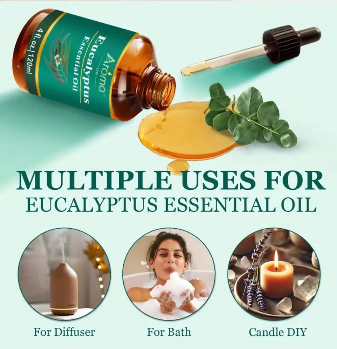 Eucalyptus Essential Oil - Pure Aromatherapy Grade (0.34oz/10ml) | Refreshing & Clarifying Scent