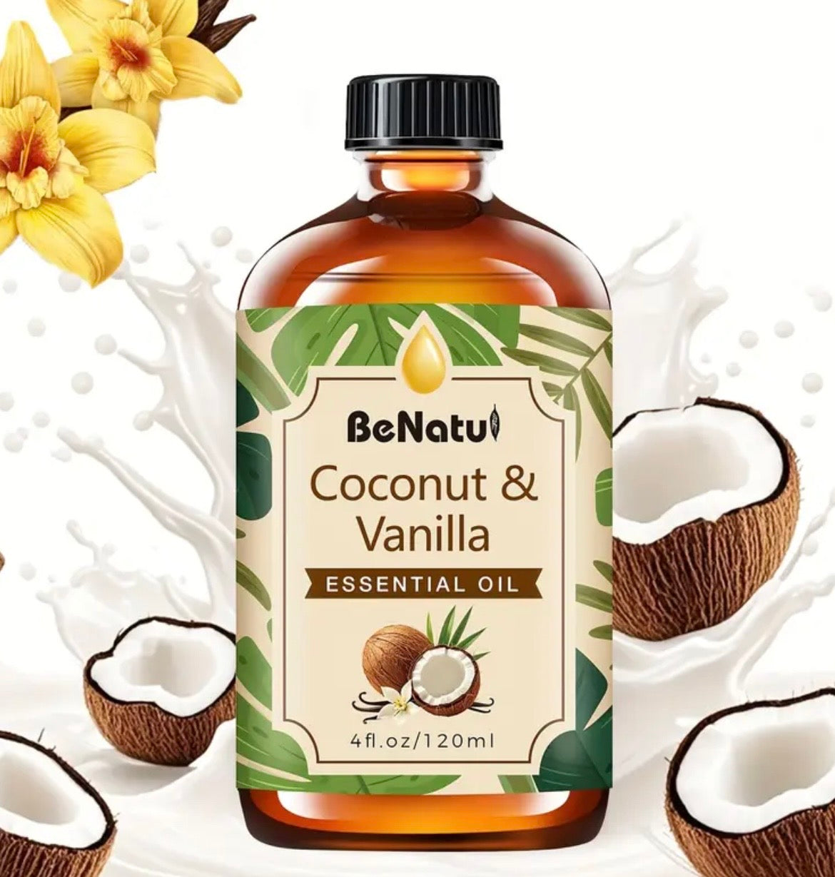 Coconut Vanilla Essential Oil - Tropical Aromatherapy Blend for Diffusers (4oz/120ml) | Sweet Warm Scent
