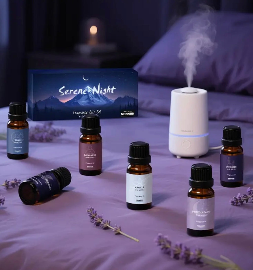 Serene Night Essential Oil Set - 6 Premium Aromatherapy Oils for Diffusers (0.34oz Each) | Lavender, Vanilla & Relaxation Blends